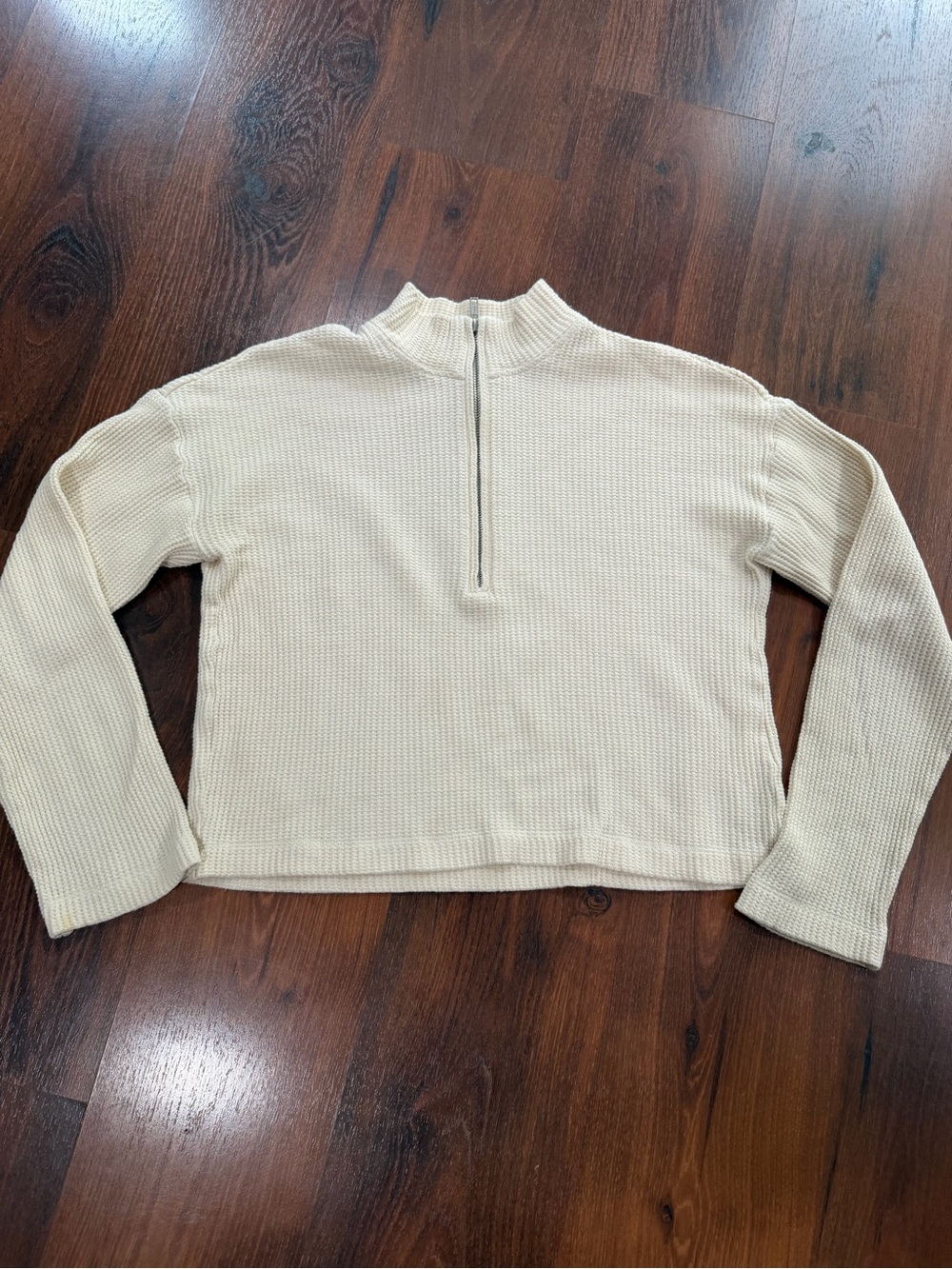 Reformation Yale Waffle Zip sweatshirt Cream color Sz Small